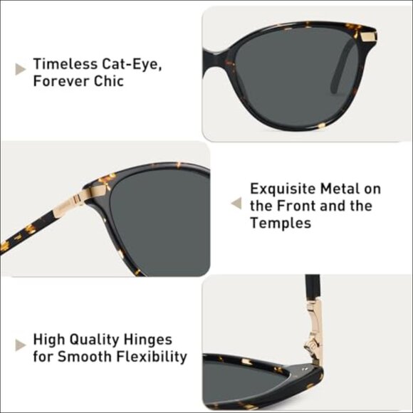 Cat Eye Polarized Sunglasses with Acetate Frame UV400 Protection